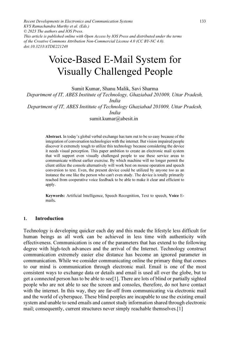 research paper on voice based email system