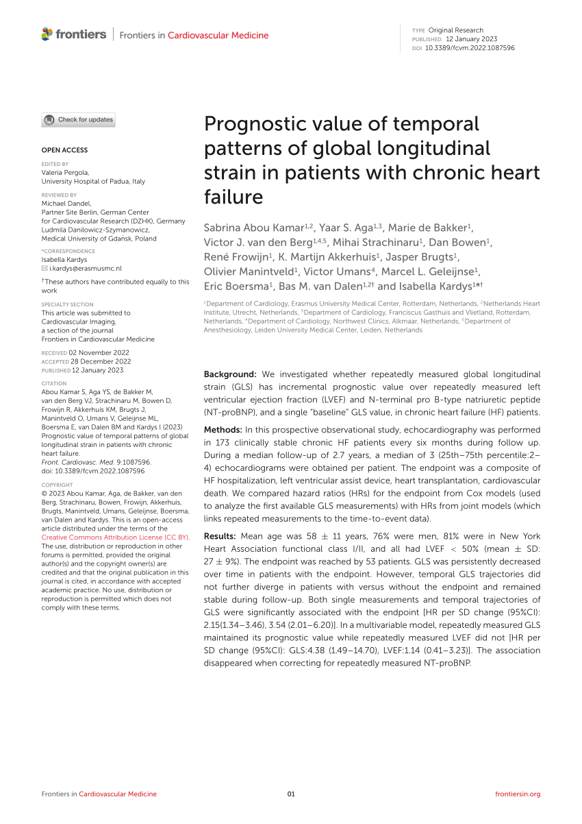 Global longitudinal strain can predict heart failure exacerbation in stable  outpatients with ischemic left ventricular systolic dysfunction