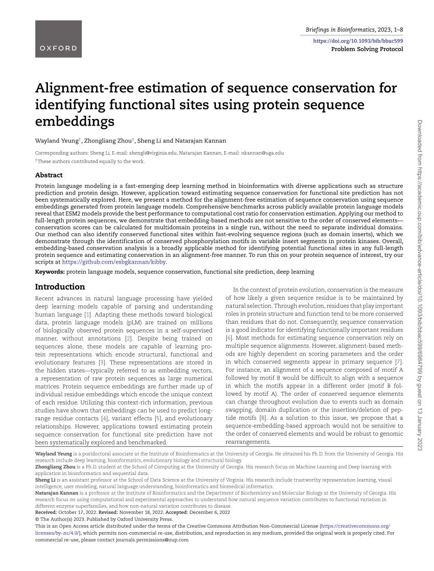 Pdf Alignment Free Estimation Of Sequence Conservation For Identifying Functional Sites Using 5441