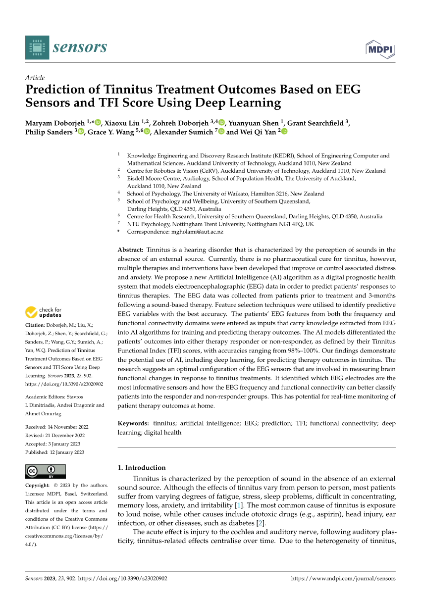 (PDF) Prediction of Tinnitus Treatment Based on EEG Sensors