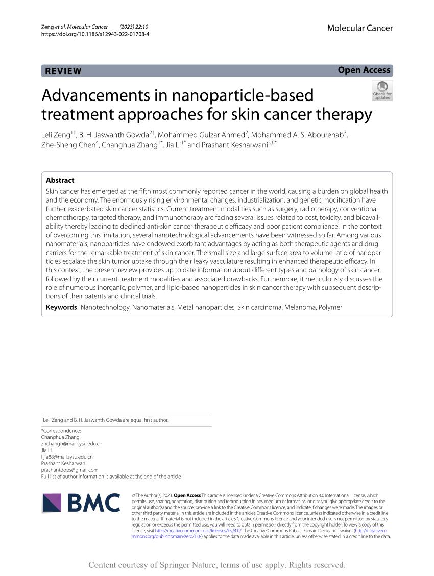 PDF) Advancements in nanoparticle-based treatment approaches for 