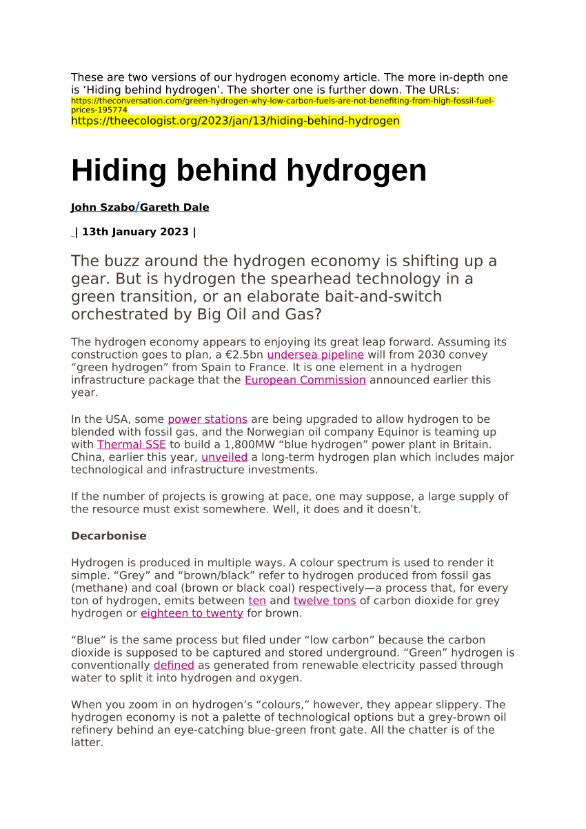 essay on green hydrogen