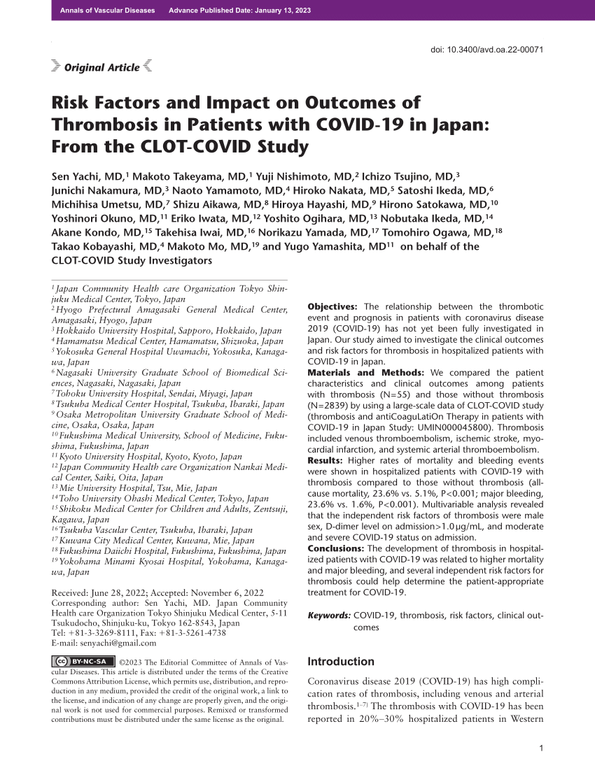 (PDF) Risk Factors and Impact on of Thrombosis in Patients