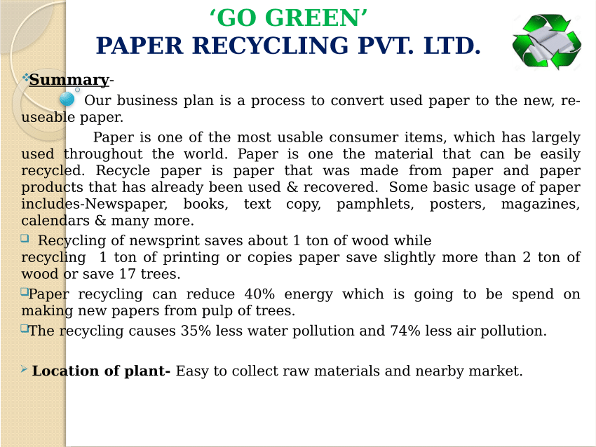 paper recycling business plan pdf