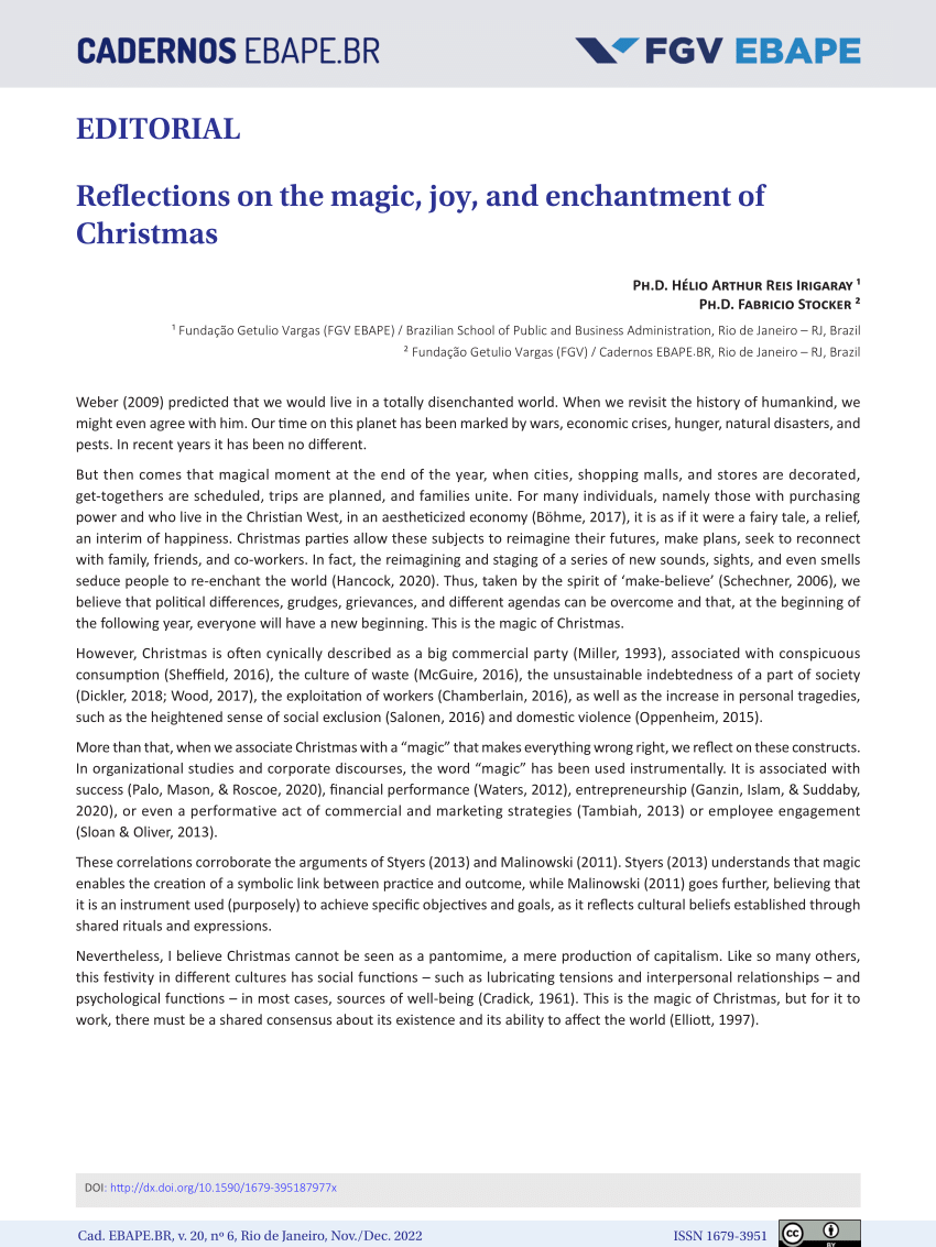 (PDF) Reflections on the magic, joy, and enchantment of Christmas