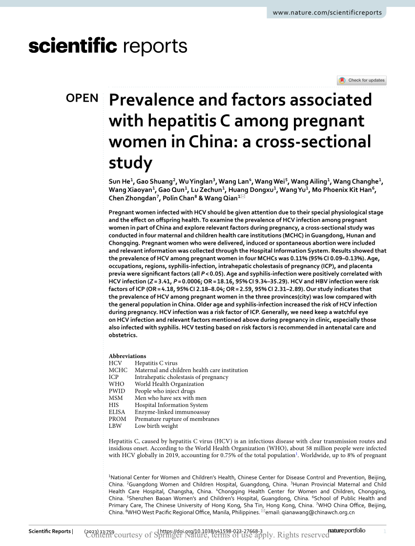 PDF) Prevalence and factors associated with hepatitis C among 