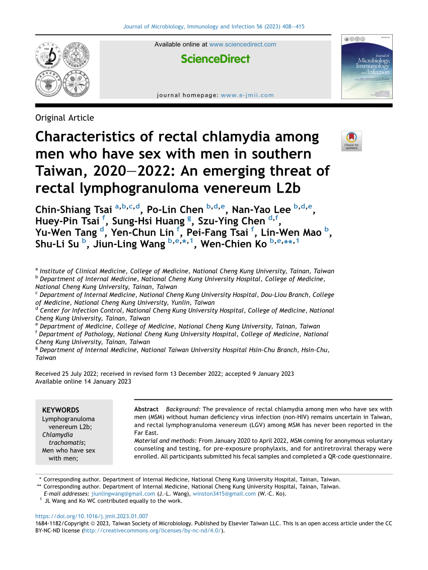 Pdf Characteristics Of Rectal Chlamydia Among Men Who Have Sex With Men In Southern Taiwan 0818