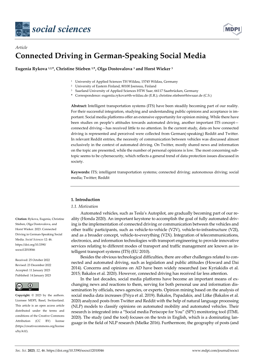 PDF) Connected Driving in German-Speaking Social Media
