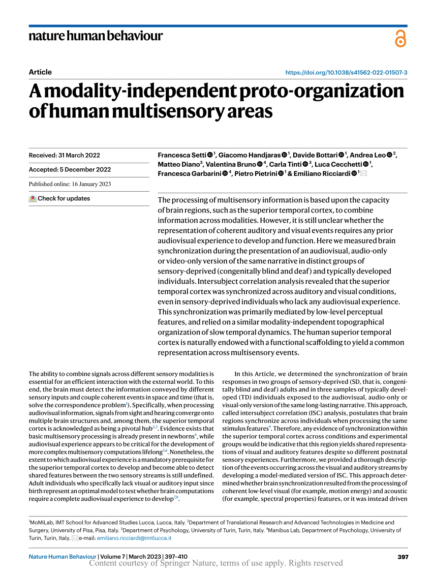 PDF) A modality-independent proto-organization of human