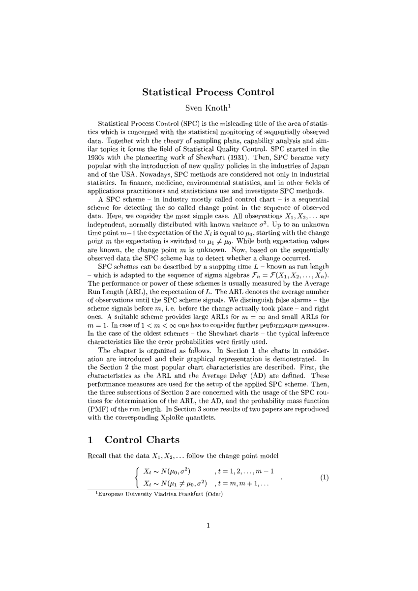 statistical process control thesis