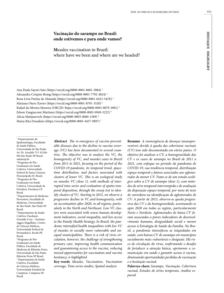 PDF) Avaliação do sistema de vigilância epidemiológica do sarampo