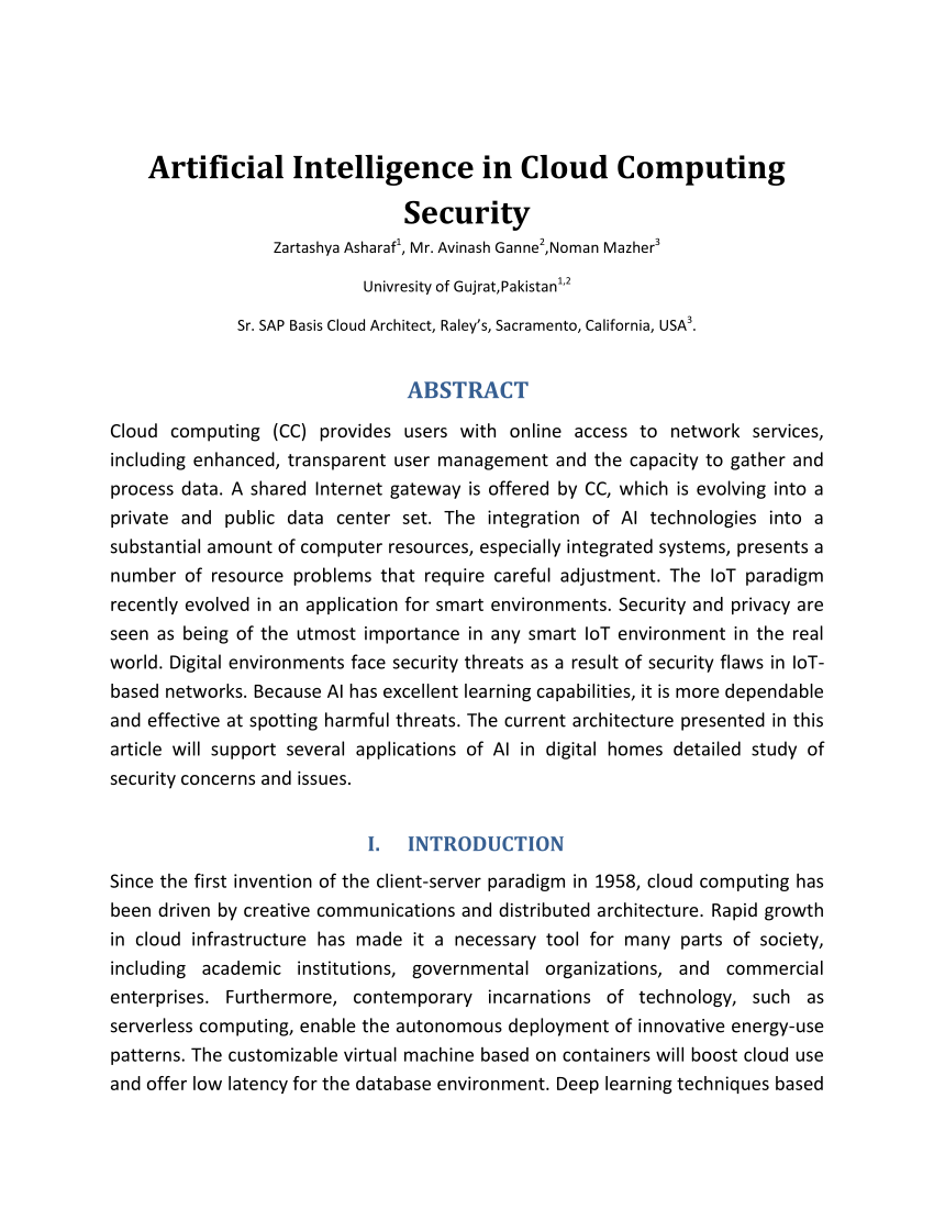 artificial intelligence in cloud computing research paper