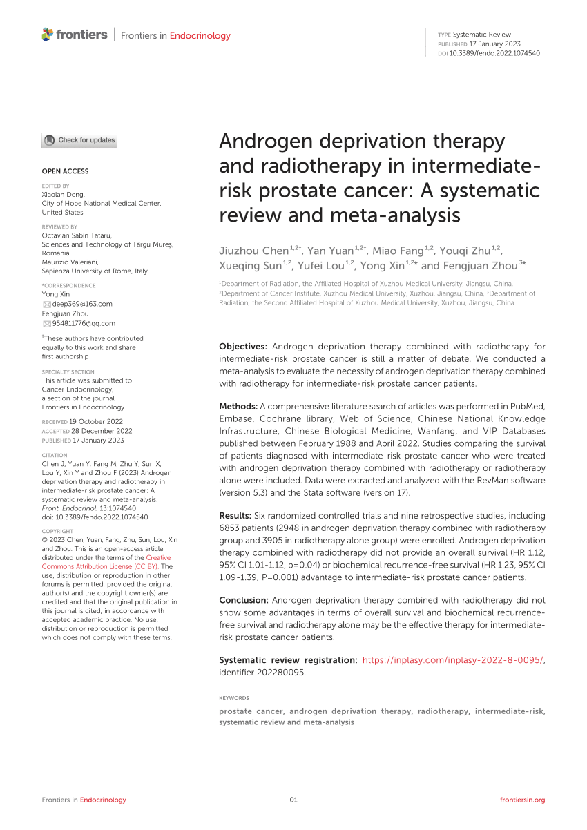 Pdf Androgen Deprivation Therapy And Radiotherapy In Intermediate Risk Prostate Cancer A 5068
