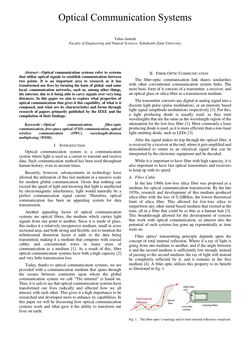 (PDF) Optical Communication Systems