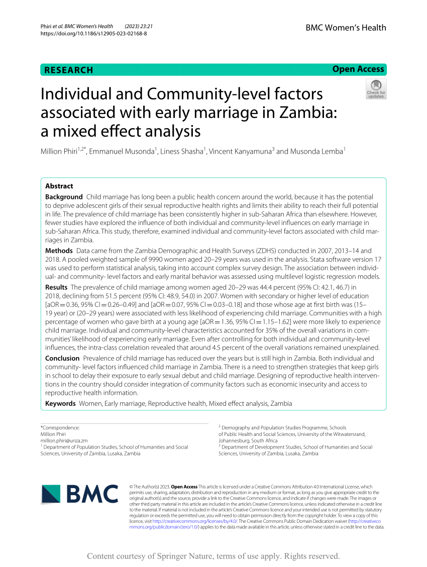 Pdf Individual And Community Level Factors Associated With Early
