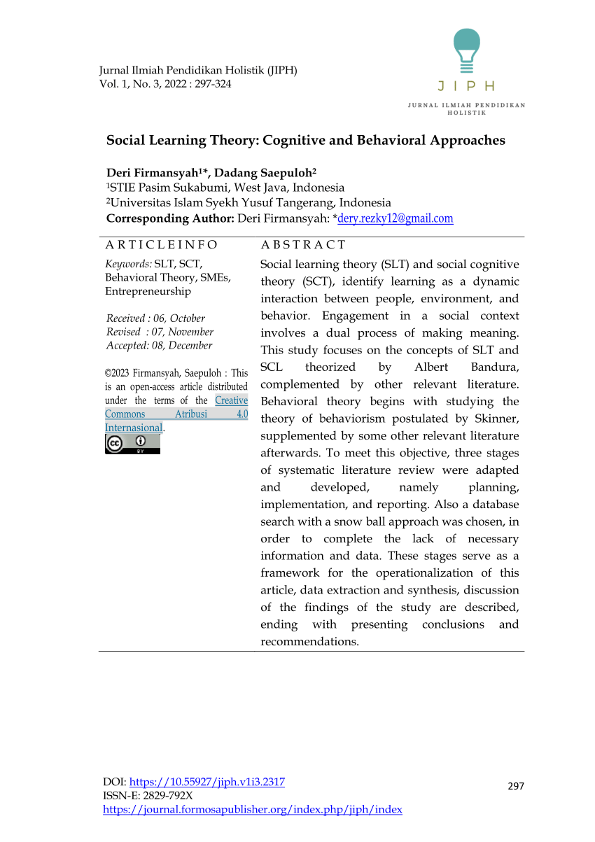 PDF Social Learning Theory Cognitive and Behavioral Approaches