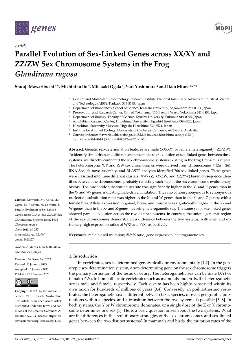 Pdf Parallel Evolution Of Sex Linked Genes Across Xx Xy And Zz Zw Sex Chromosome Systems In