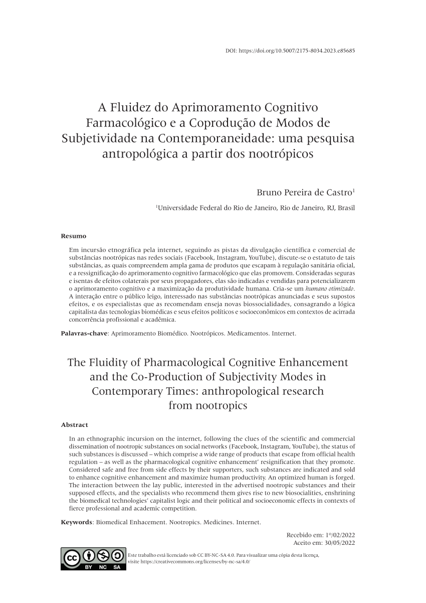 Pdf A Fluidez Do Aprimoramento Cognitivo Farmacológico E A Co Produção De Modos De 0990