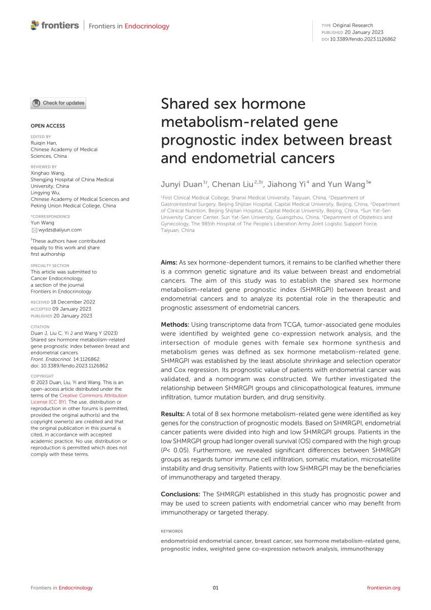 Pdf Shared Sex Hormone Metabolism Related Gene Prognostic Index Between Breast And Endometrial 6269