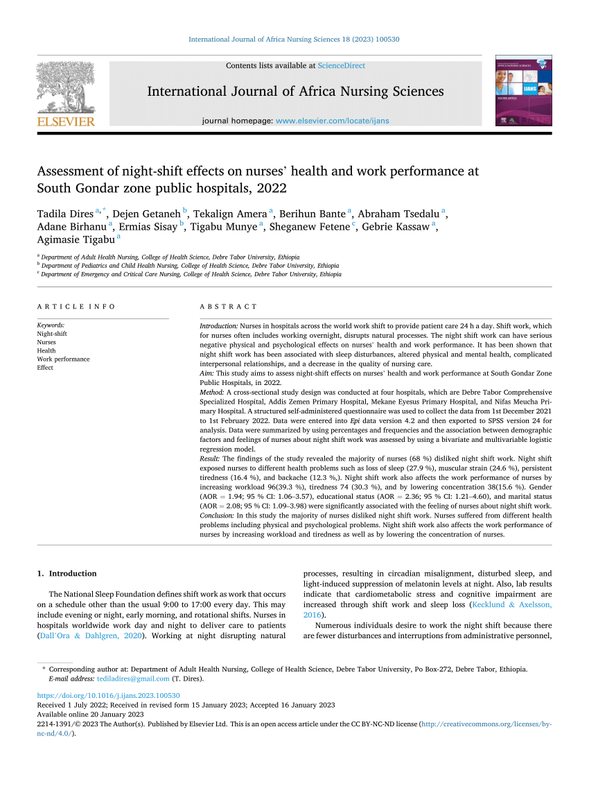 SciELO - Brasil - REPERCUSSIONS OF NIGHT SHIFT WORK ON NURSING  PROFESSIONALS' HEALTH AND SLEEP QUALITY REPERCUSSIONS OF NIGHT SHIFT WORK  ON NURSING PROFESSIONALS' HEALTH AND SLEEP QUALITY