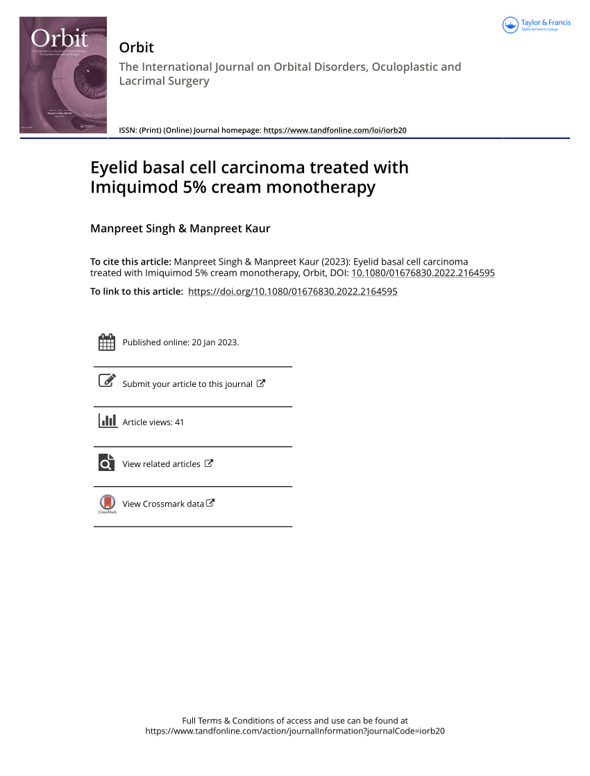 Pdf Eyelid Basal Cell Carcinoma Treated With Imiquimod 5 Cream Monotherapy 