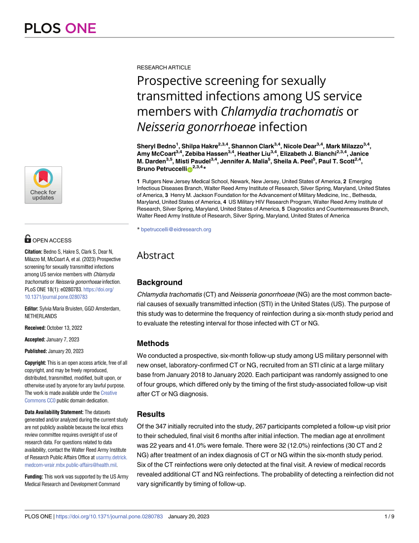 Pdf Prospective Screening For Sexually Transmitted Infections Among Us Service Members With 0404
