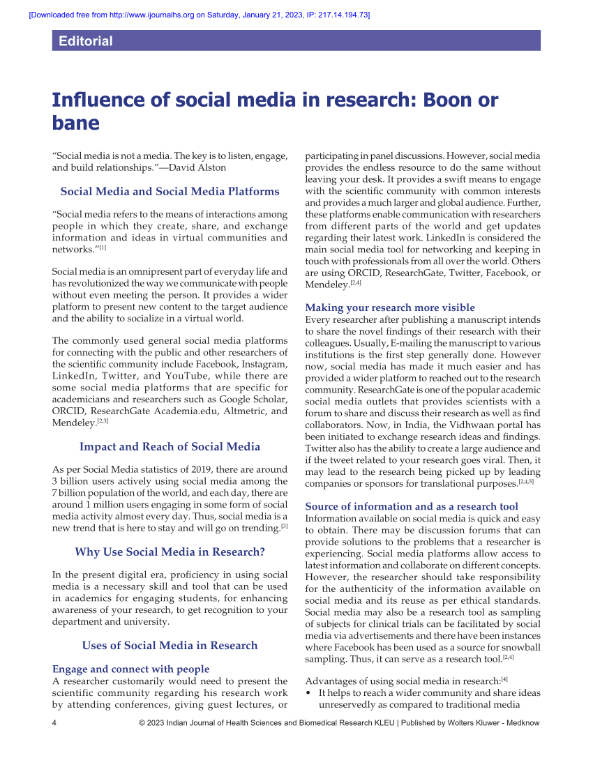 social media boon or bane research paper