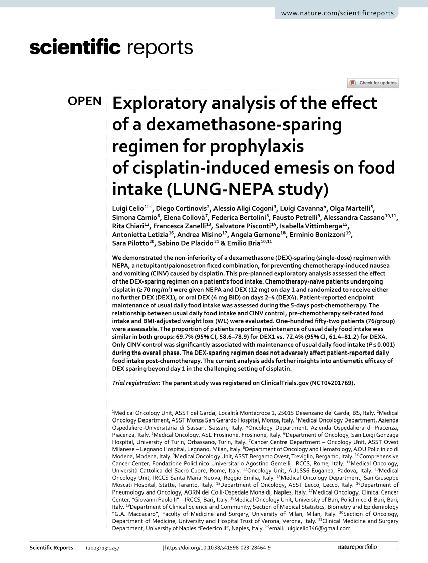 PDF) Exploratory analysis of the effect of a dexamethasone-sparing