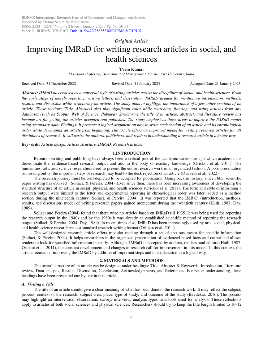 imrad format research paper pdf