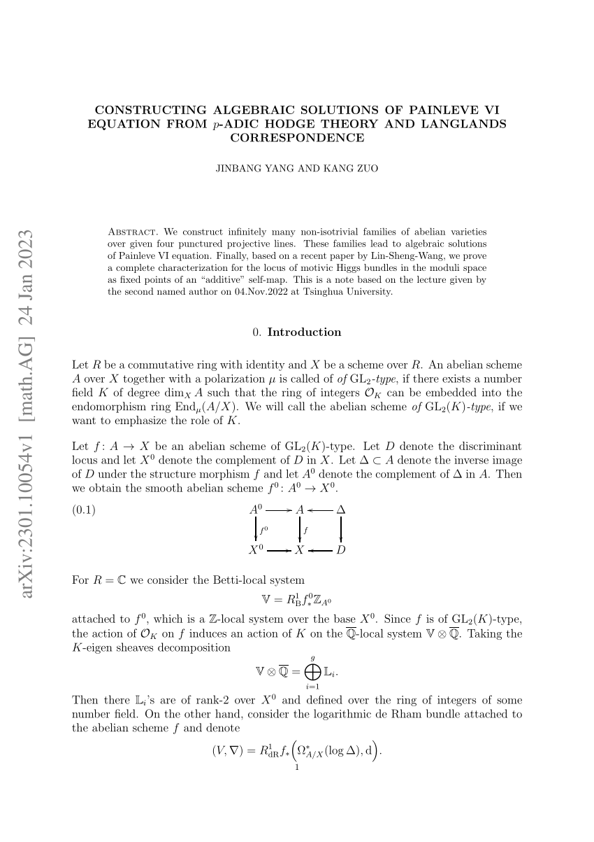 (PDF) Constructing algebraic solutions of Painleve VI equation from $p ...