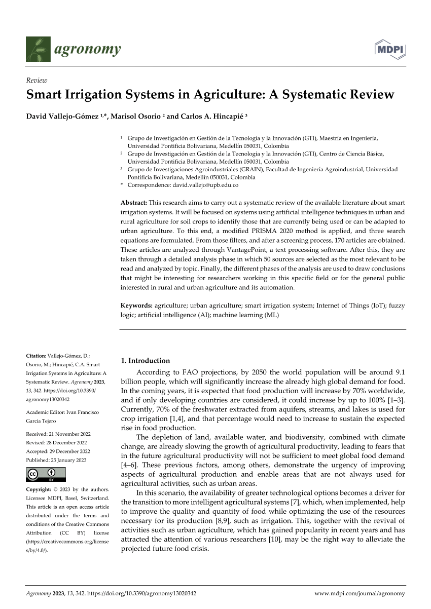 literature review of irrigation system