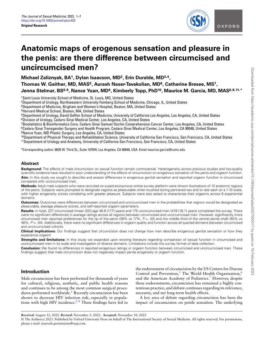 Pdf Anatomic Maps Of Erogenous Sensation And Pleasure In The Penis Are There Difference 