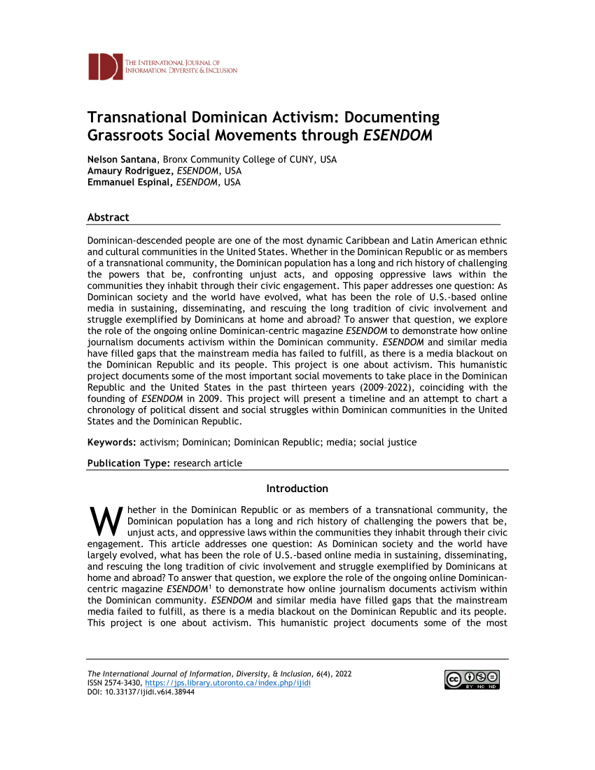 PDF Transnational Dominican Activism Documenting Grassroots