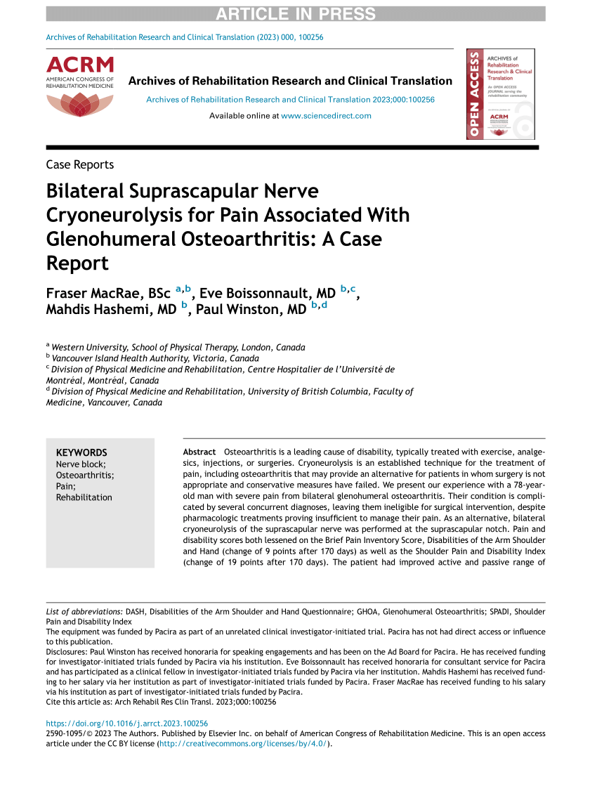 (PDF) Bilateral Suprascapular Nerve Cryoneurolysis for Pain Associated ...