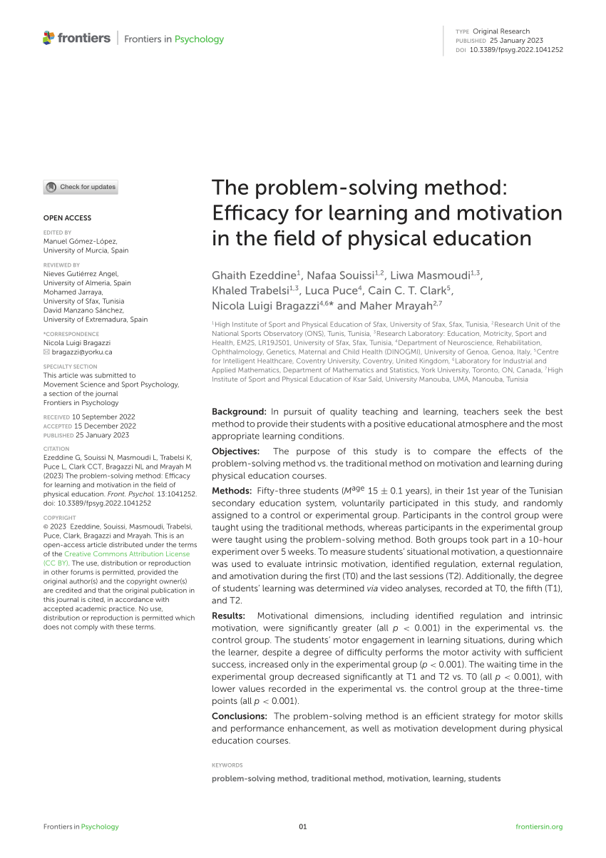 problem solving method in physical education