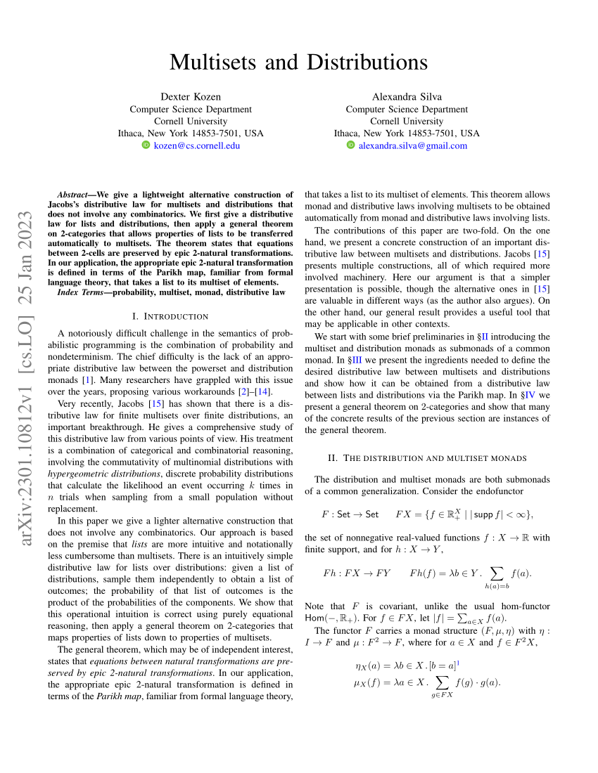 PDF Multisets and Distributions