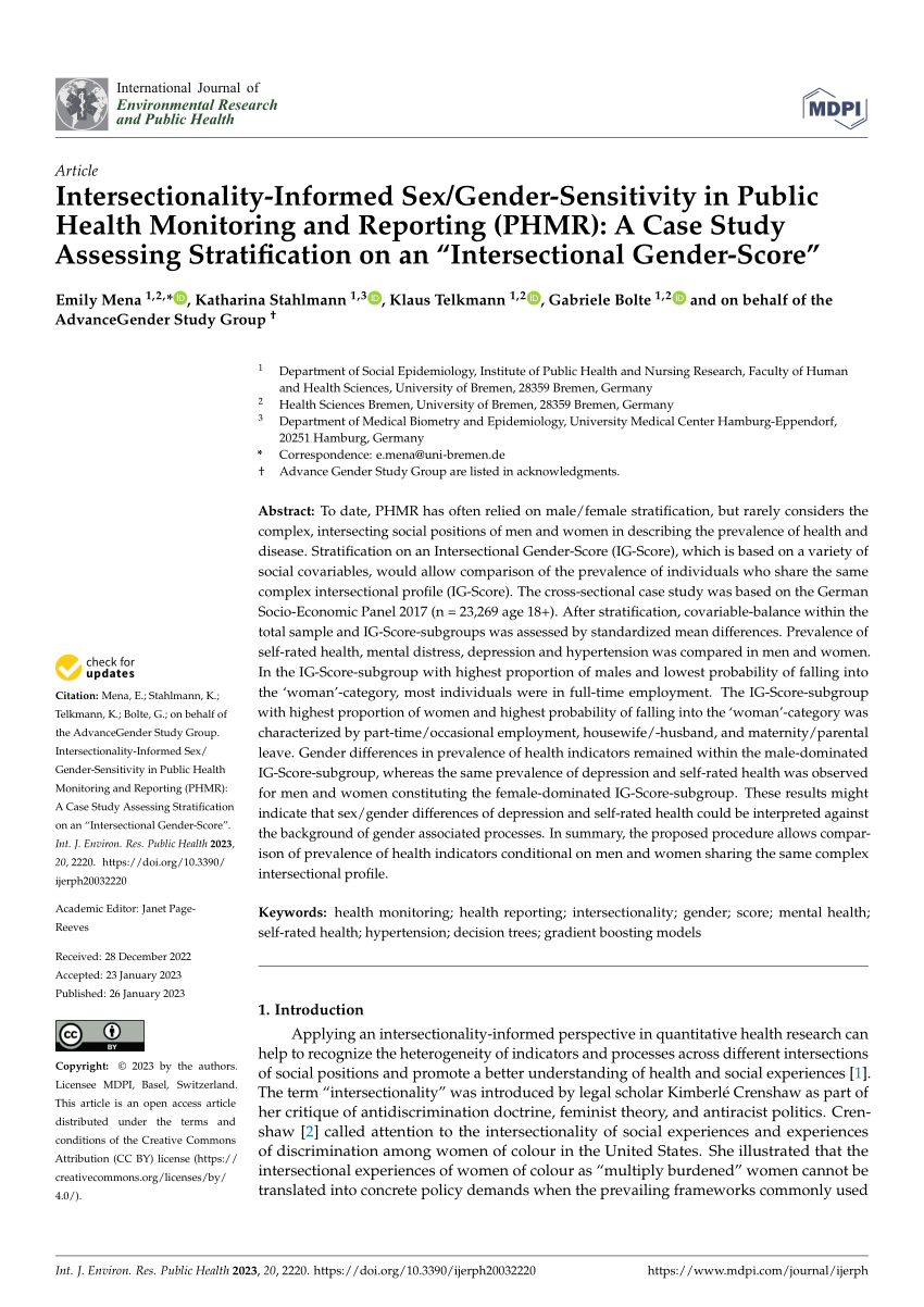 Pdf Intersectionality Informed Sexgender Sensitivity In Public Health Monitoring And 5314