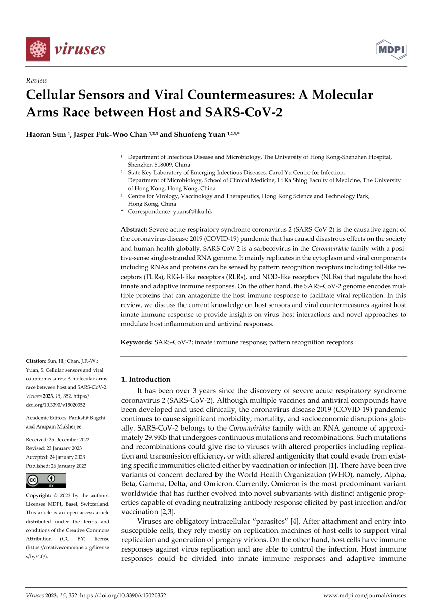 PDF) Cellular Sensors and Viral Countermeasures: A Molecular Arms 