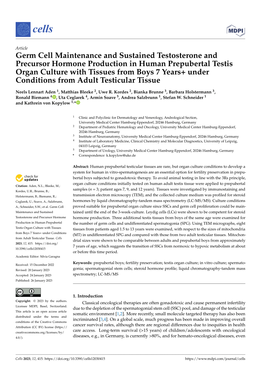 Pdf Germ Cell Maintenance And Sustained Testosterone And Precursor Hormone Production In Human 