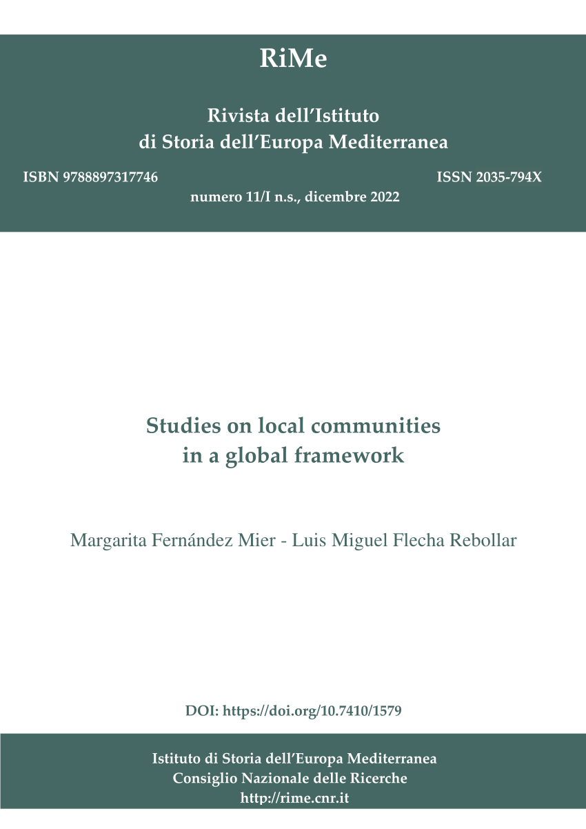 PDF Studies on local communities in a global framework