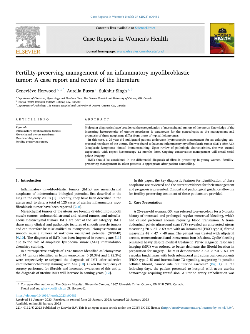 Inflammatory myofibroblastic tumour of an unusual presentation in the uterine  cervix: a case report, World Journal of Surgical Oncology