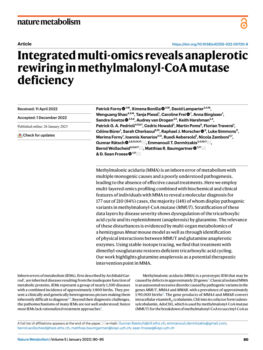 PDF) Integrated multi-omics reveals anaplerotic rewiring in