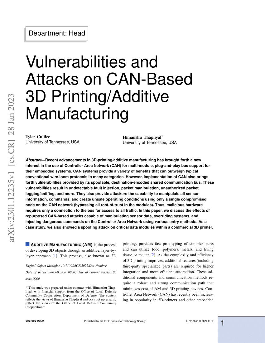 PDF] Implications of Malicious 3D Printer Firmware
