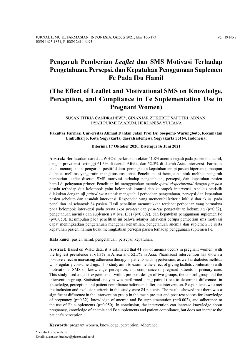 (PDF) The Effect of Patient Information Leaflet (PIL) and Motivational