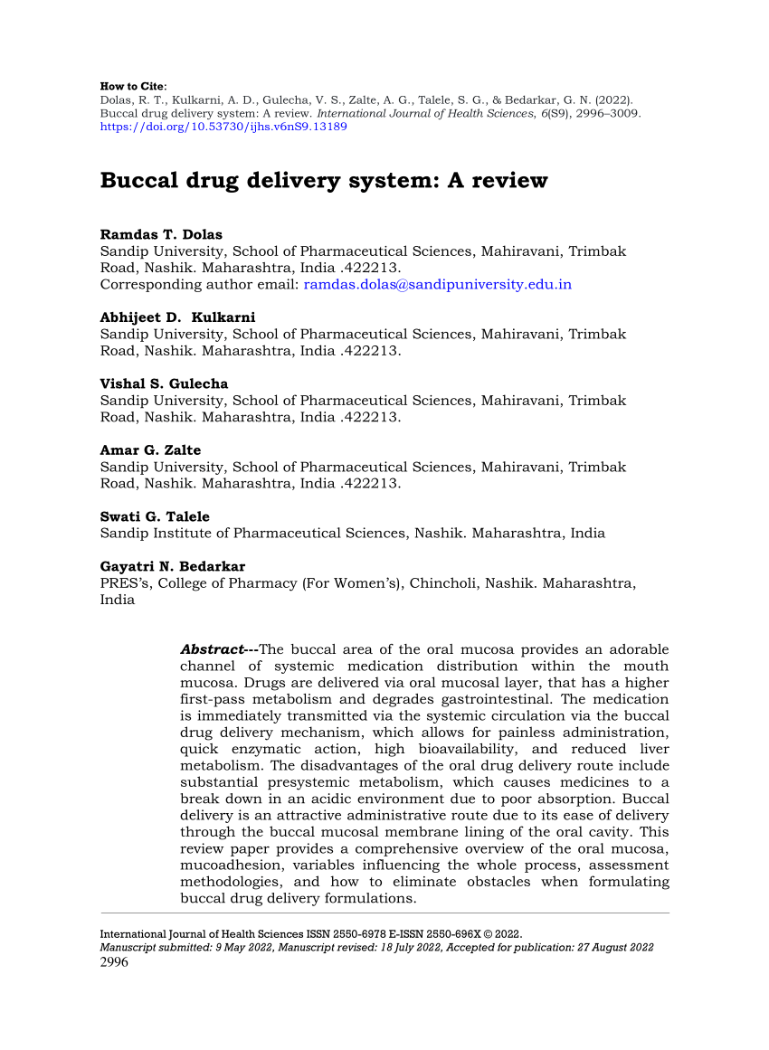 research articles on buccal drug delivery system