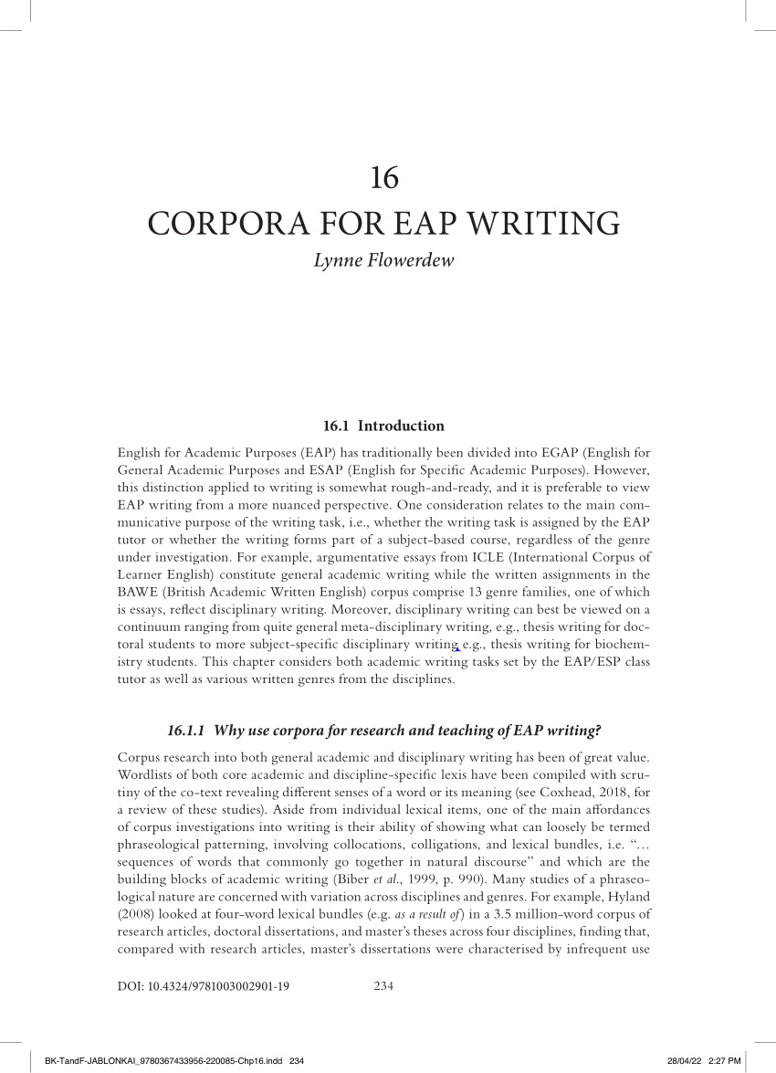 PDF Corpora for Eap Writing