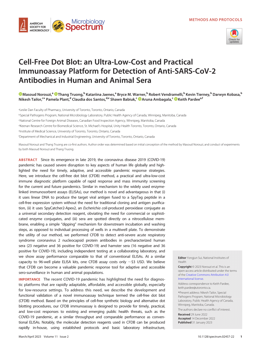 PDF Cell Free Dot Blot an Ultra Low Cost and Practical  