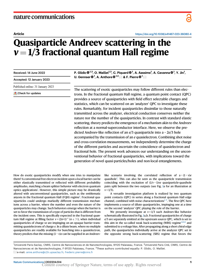 coverage Grafting Messy PDF) Quasiparticle Andreev scattering in the ν = 1/3 fractional quantum  Hall regime