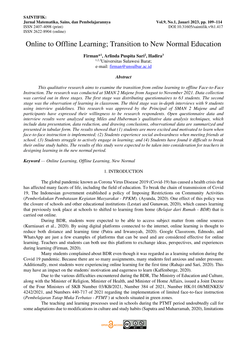 example of research paper about new normal education