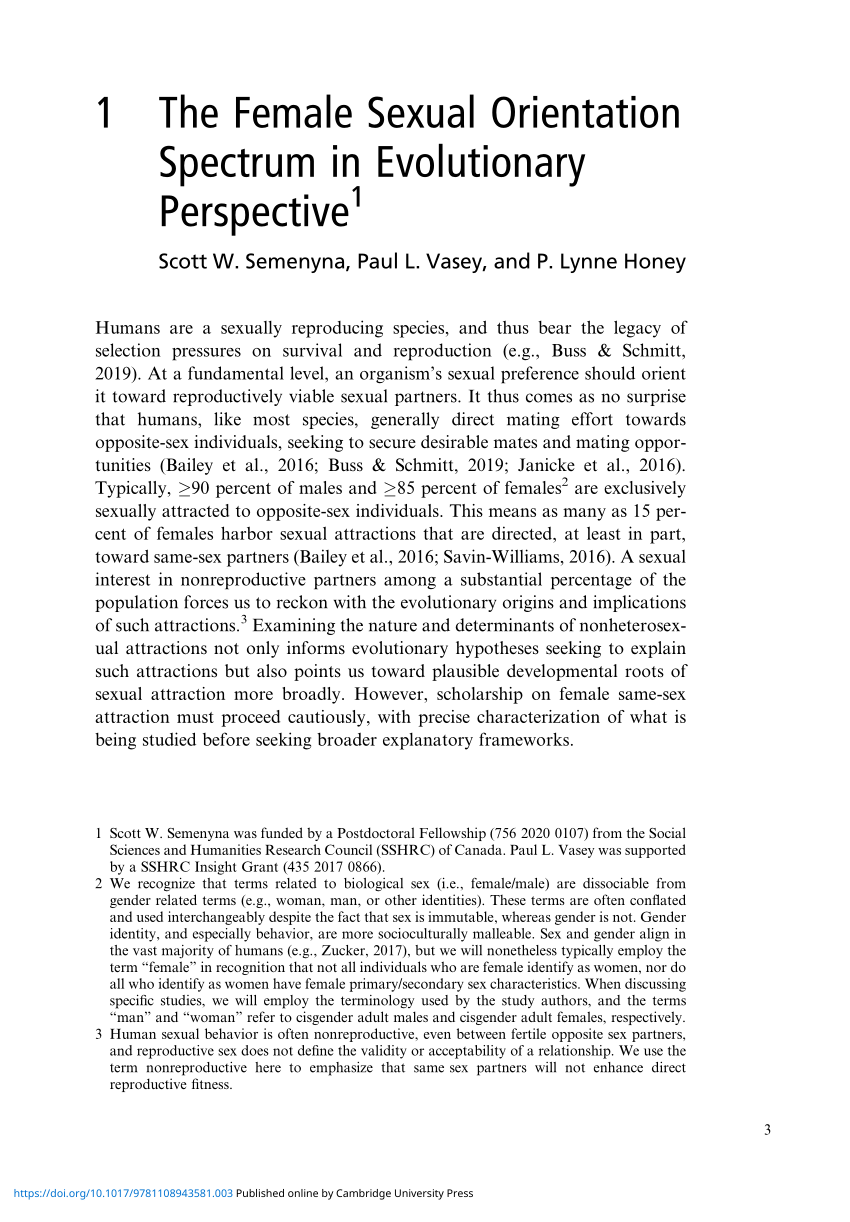Pdf The Female Sexual Orientation Spectrum In Evolutionary Perspective